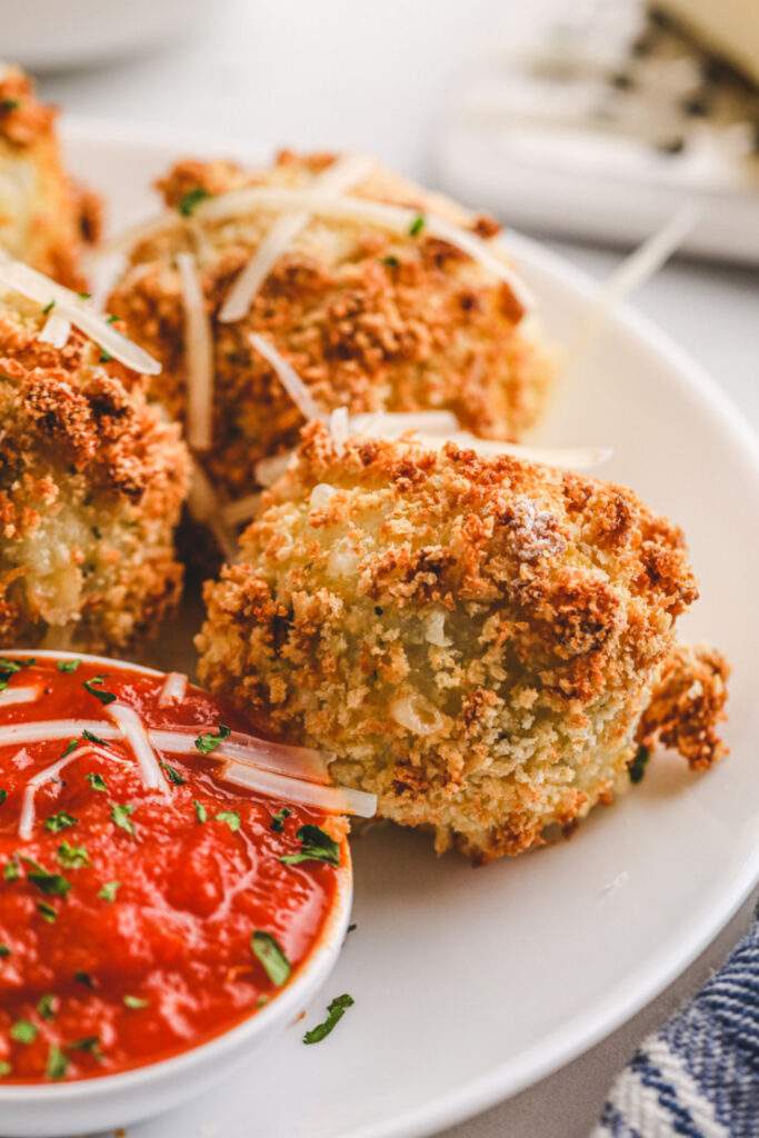 Air Fryer Arancini Rice Balls on a plate