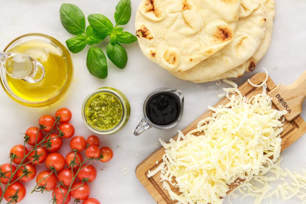 ingredients for Air Fryer Caprese Pizza