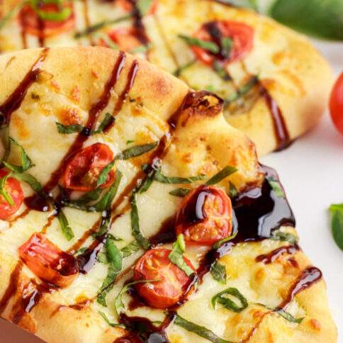 Air Fryer Caprese Pizza on a plate