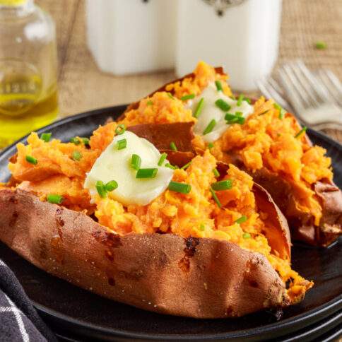 Baked Sweet Potatoes on a plate