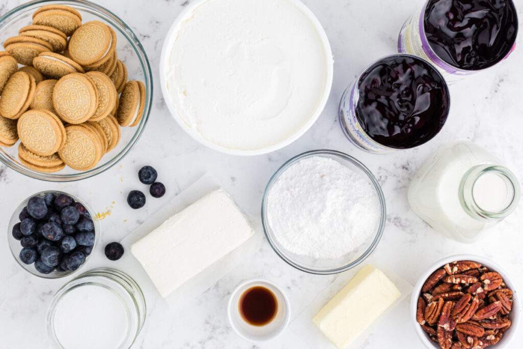 ingredients for Blueberry Yum Yum cake