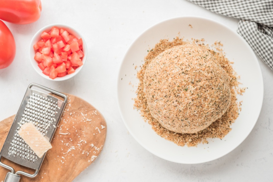 cheese ball covered in bread crumbs