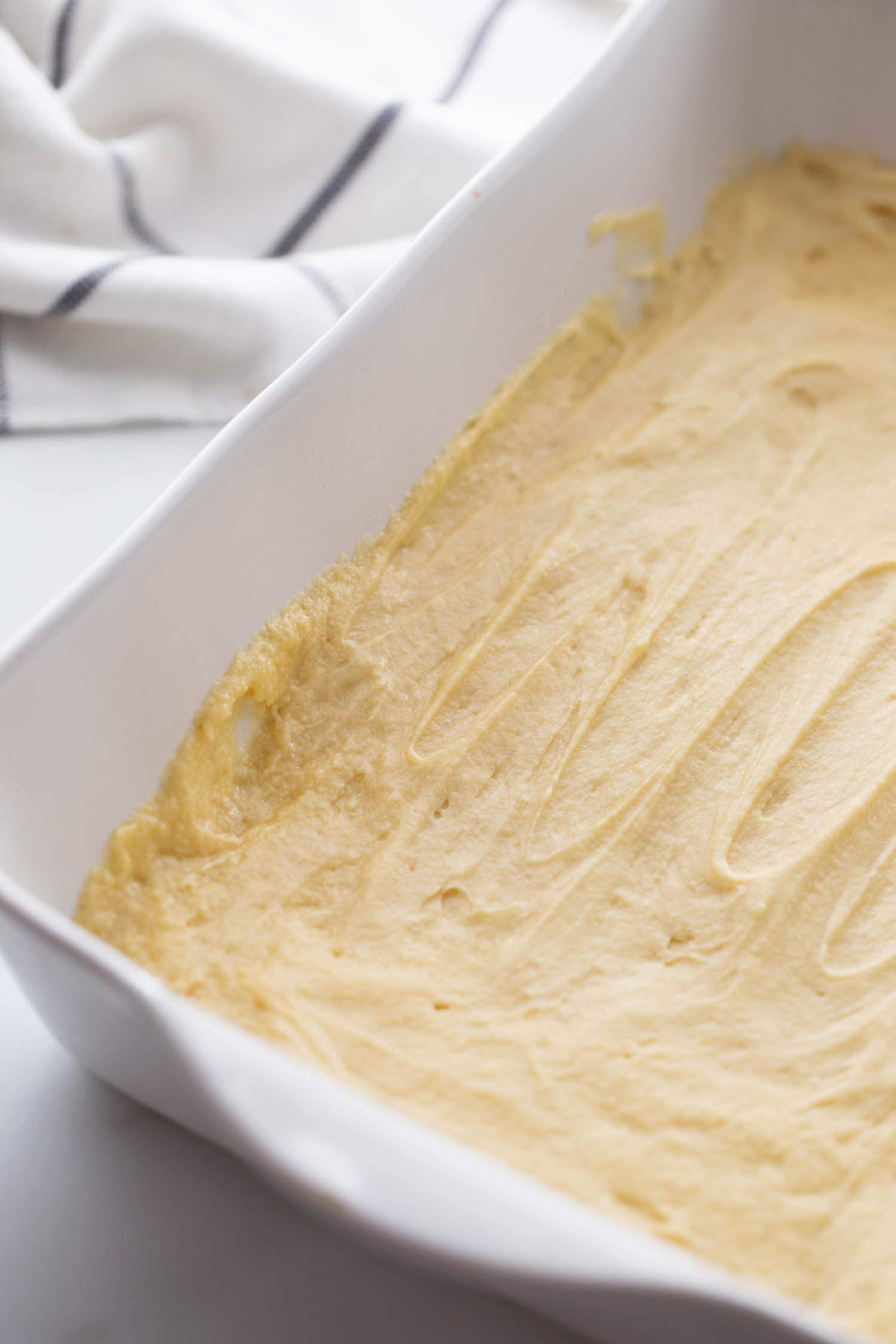 cake mixture in baking pan