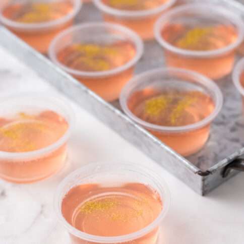 Champagne Jello Shots on a tray