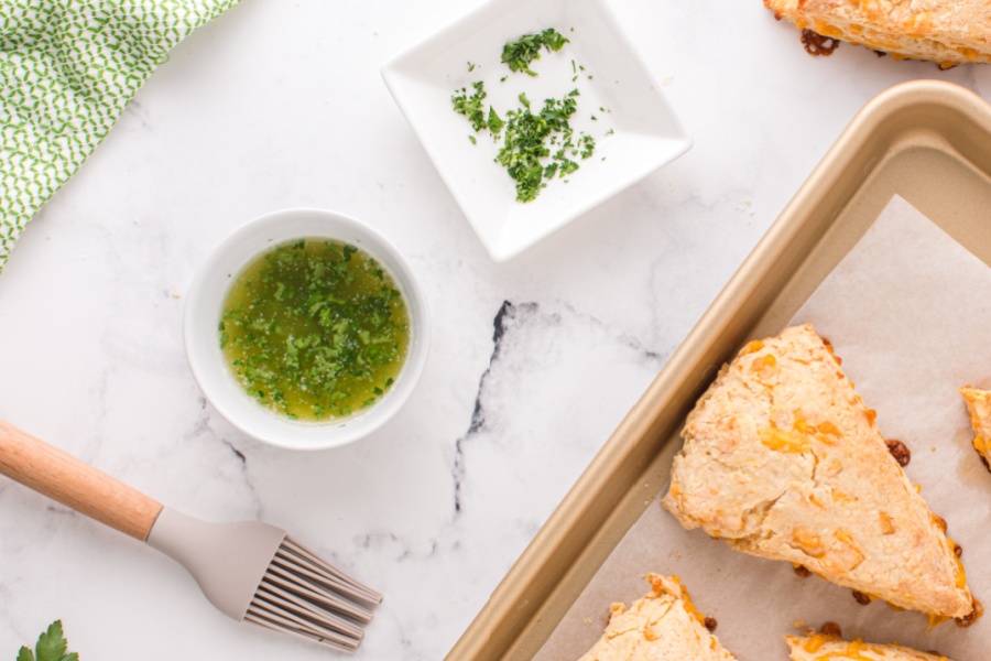 minced parsley with the melted salted butter in a small bowl