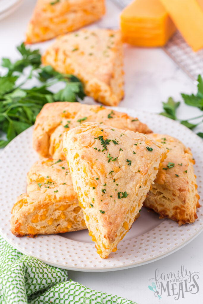 Cheddar Cheese Scones on a plate