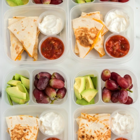 Top down image of 4 Cheese Quesadilla Lunchboxes placed together