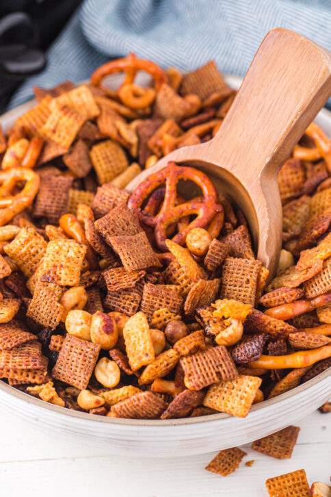 Classic Slow Cooker Chex Mix in a bowl