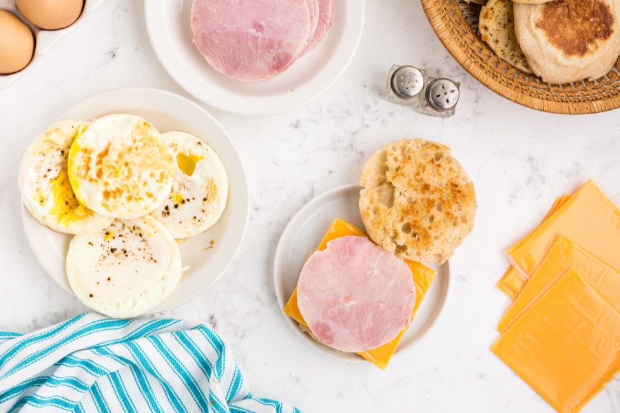 ham and cheese on english muffin