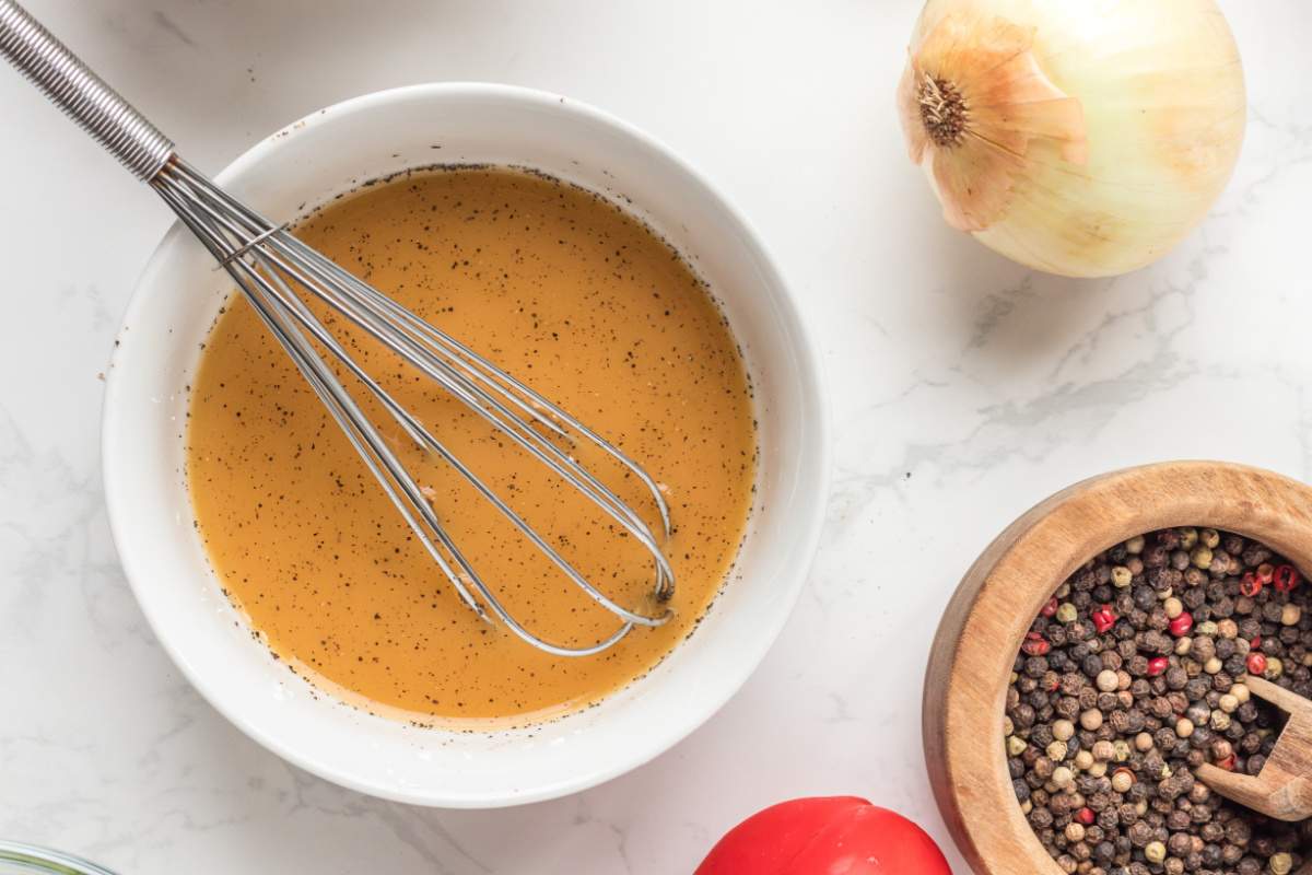 cornstarch, water, soy sauce, rice vinegar, honey, and freshly ground black pepper in a bowl