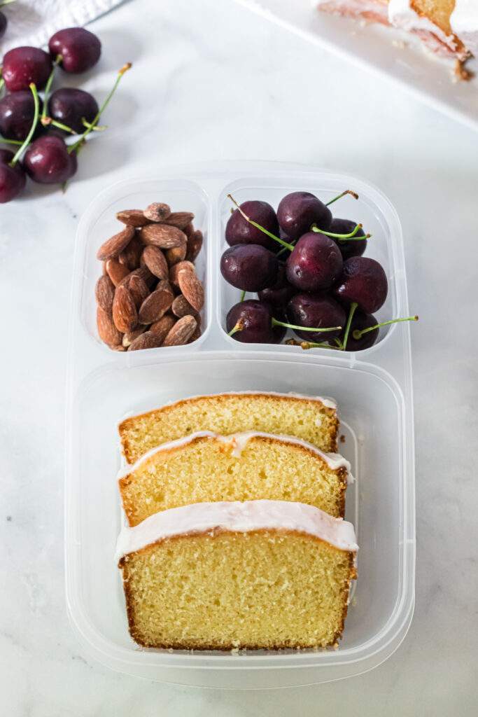  Copycat Starbucks Lemon Loaf slices packed in a lunchbox