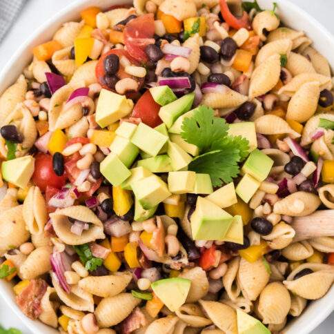 Cowboy Caviar Pasta Salad in a bowl