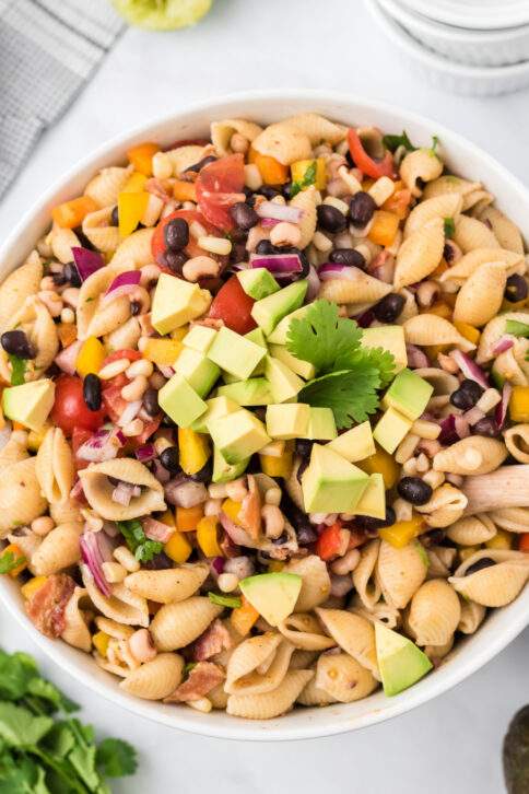 Cowboy Caviar Pasta Salad in a bowl