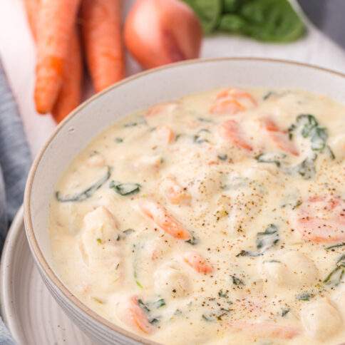 Creamy Chicken Gnocchi Soup in a bowl