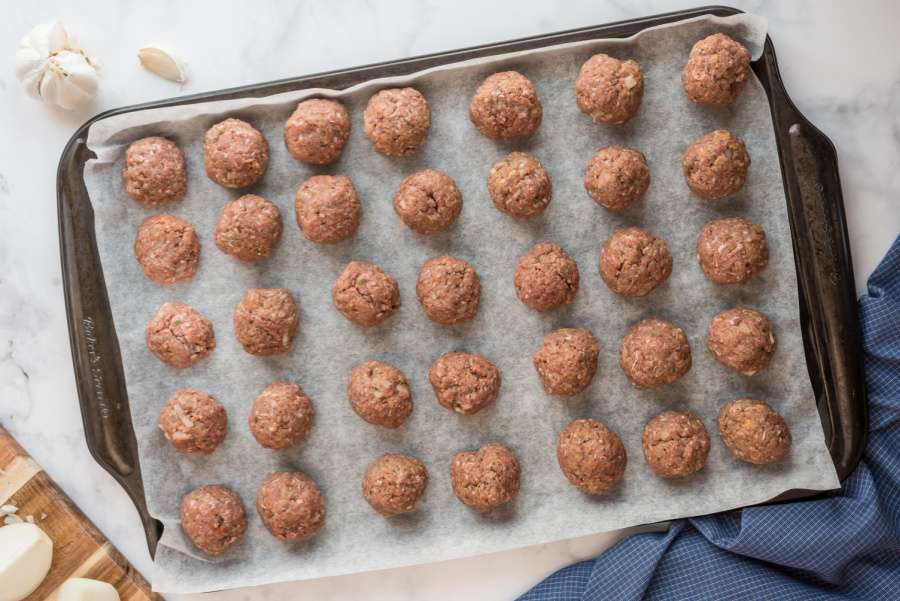 meatballs on baking sheet