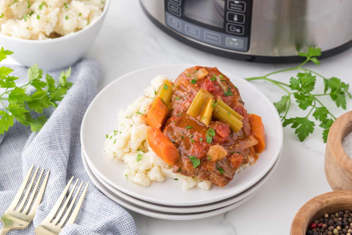 Crockpot Swiss Steak Dinner on a plate