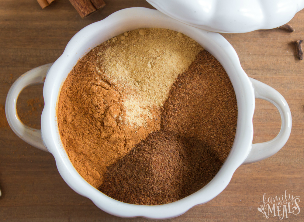 DIY Pumpkin Pie Spice Seasoning - seasonings in white bowl