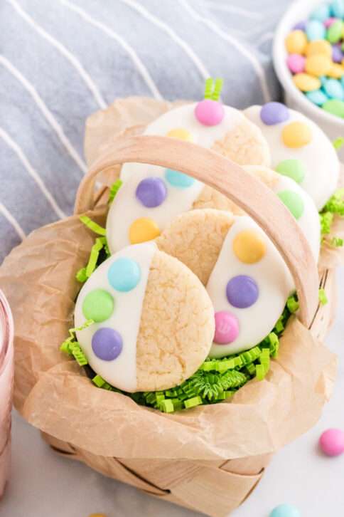 Easter Cake Mix Cookies in a basket