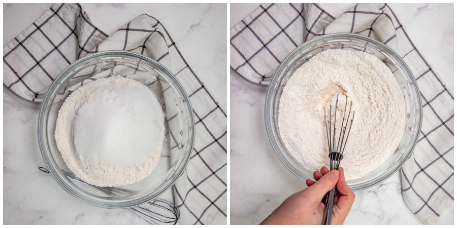 Mixing dry ingredients in class mixing bowl