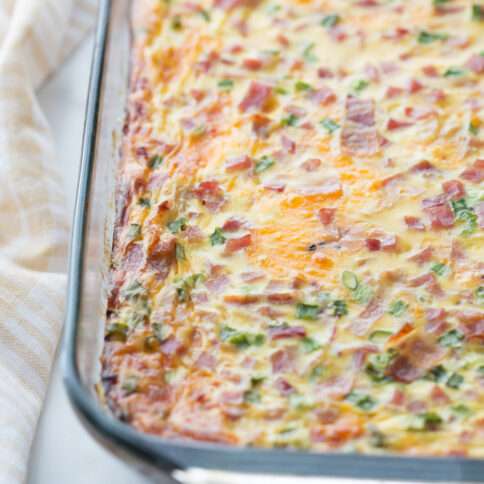 Farmers Breakfast Casserole in a baking dish