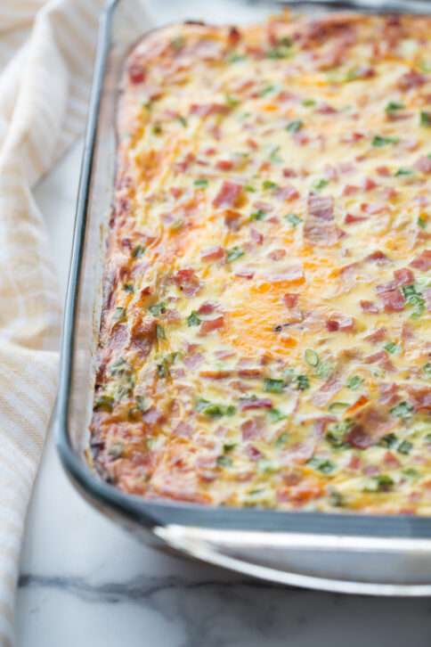 Farmers Breakfast Casserole in a baking dish