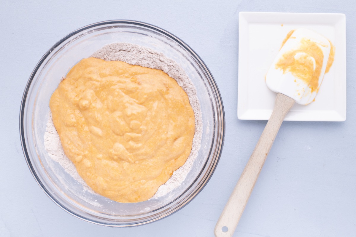 pumpkin batter in bowl