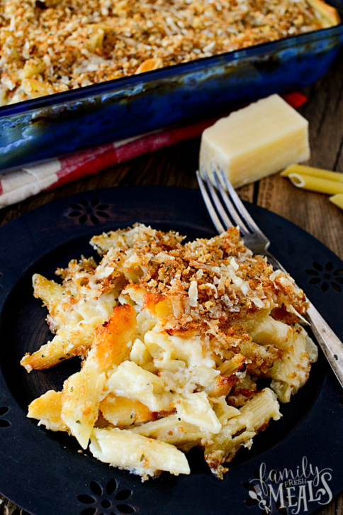 Four Cheese Baked Macaroni and Cheese - Familyfreshmeals.com