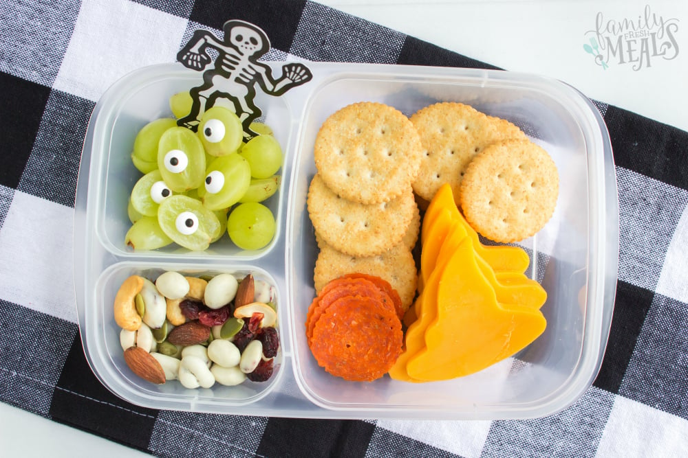 Fun Halloween Food Lunchbox Ideas - Witch hat diy lunchables packed in Easy Lunch Boxes