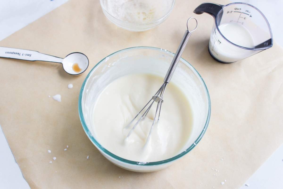 frosting mixture in a bowl