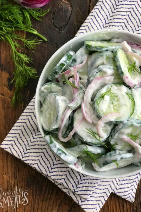 Homestyle Creamy Cucumber Salad Recipe - Family Fresh Meals