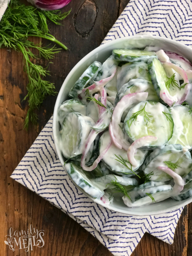 Homestyle Creamy Cucumber Salad Recipe - Family Fresh Meals