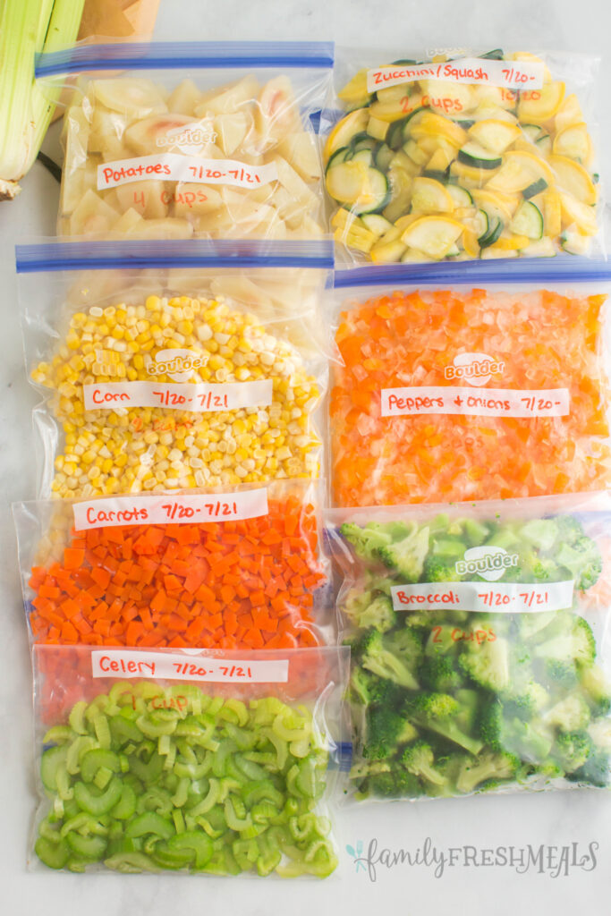 bags of vegetables in ziptop storage bags