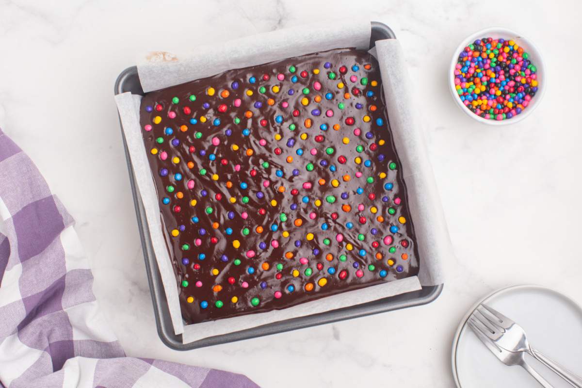 sprinkles added to top of brownies