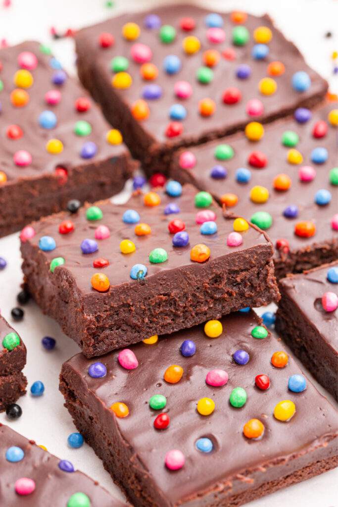 Copycat Cosmic Brownies  cut into pieces