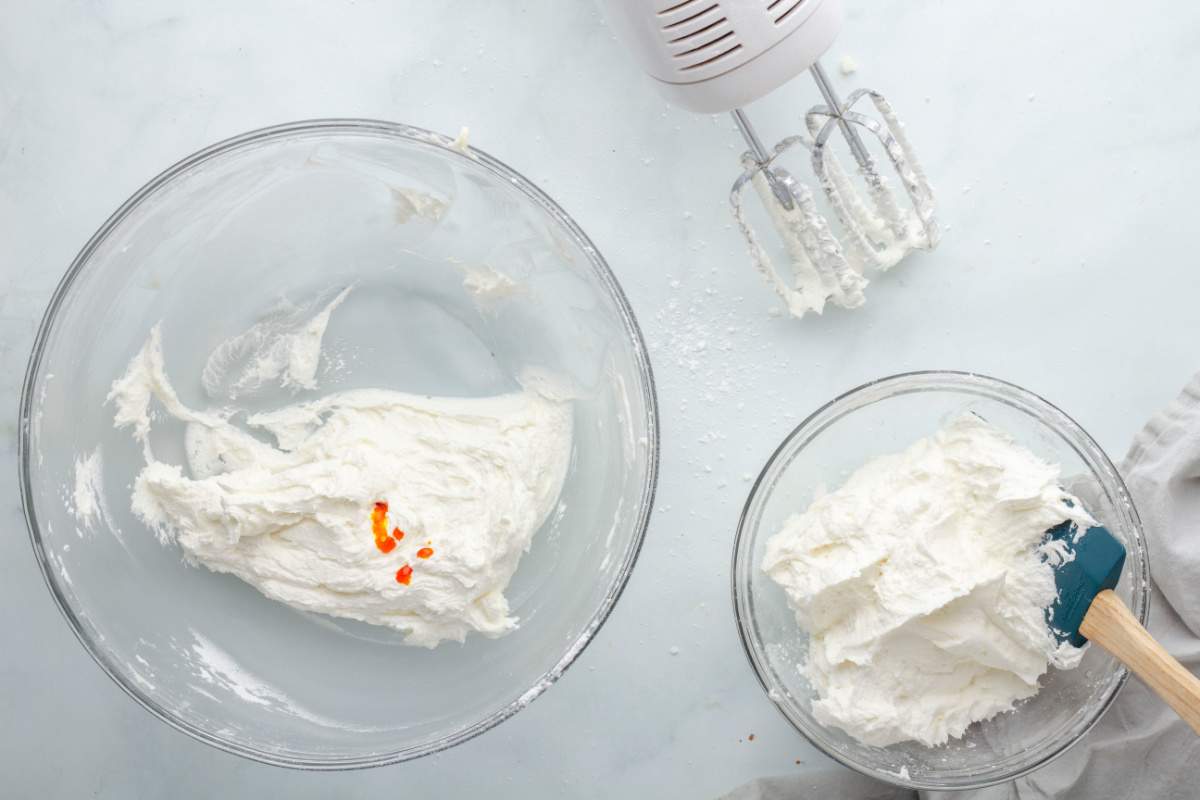 frosting in 2 bowls