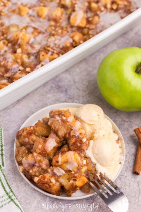 Apple Pie Bubble Up on a plate with icecream