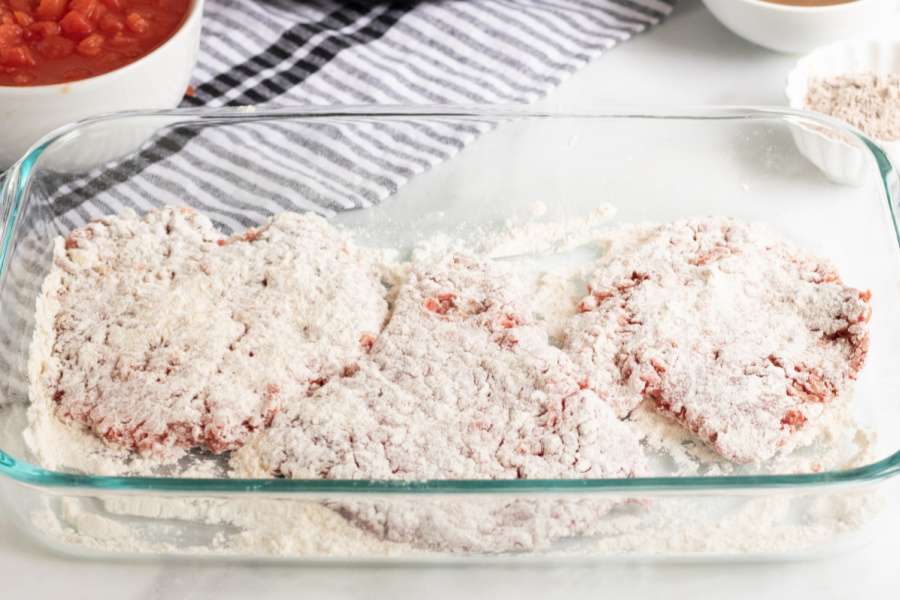 Cube Steaks dipped in flour mixture