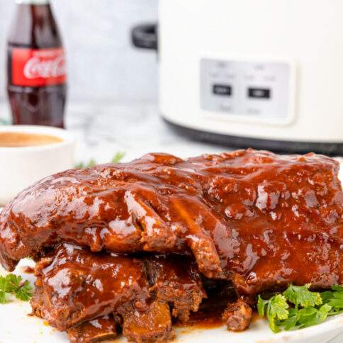 Crockpot Coke Ribs on a plate