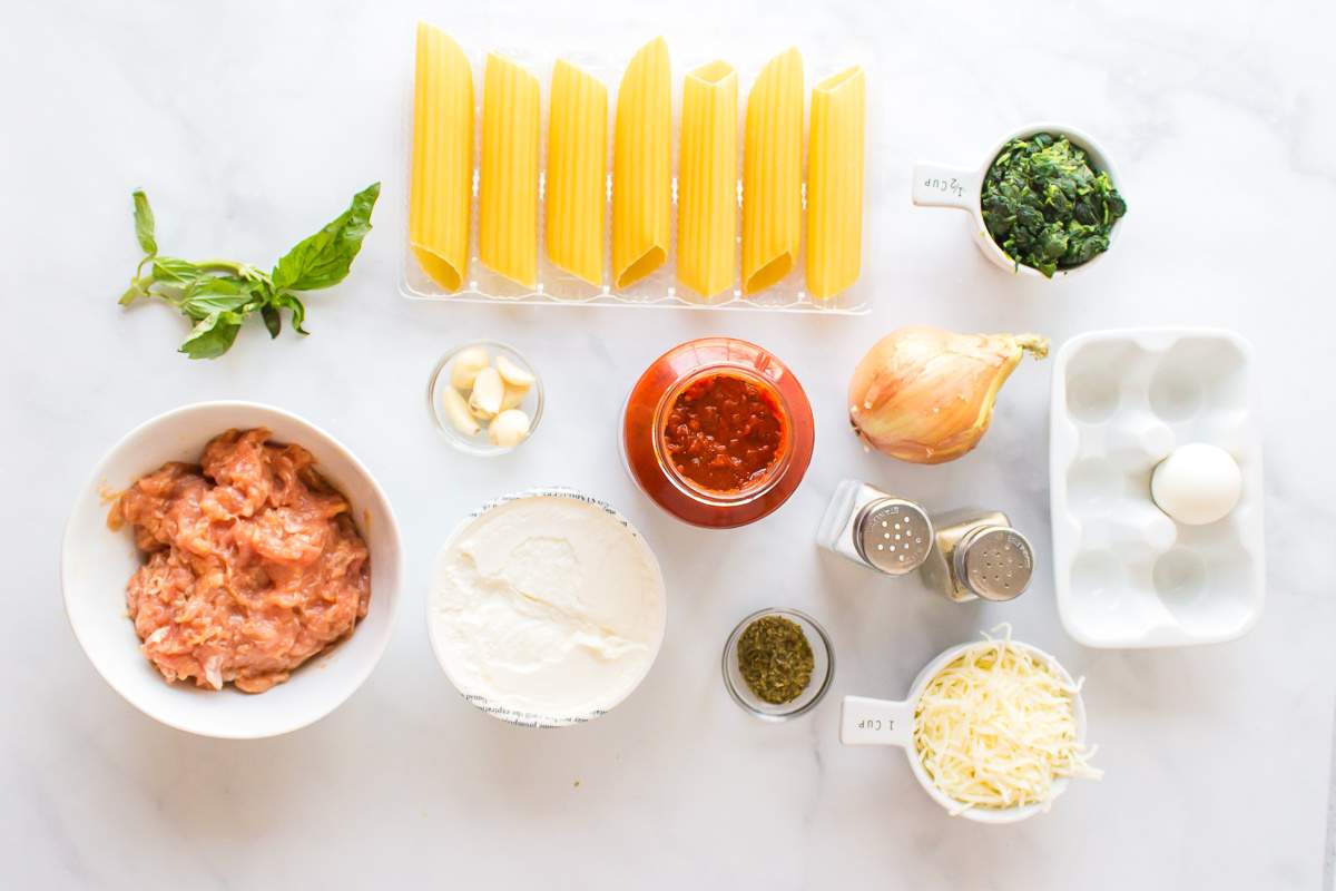 ingredients for Italian Sausage Manicotti 