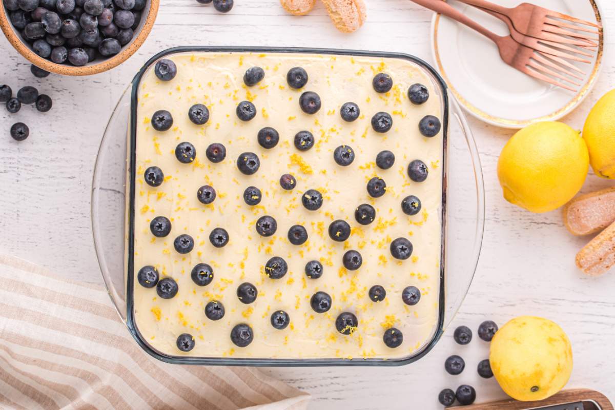 blueberries and lemon zest added to top