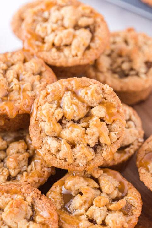 Mini Apple Crisp Cookie Cups- on a plate