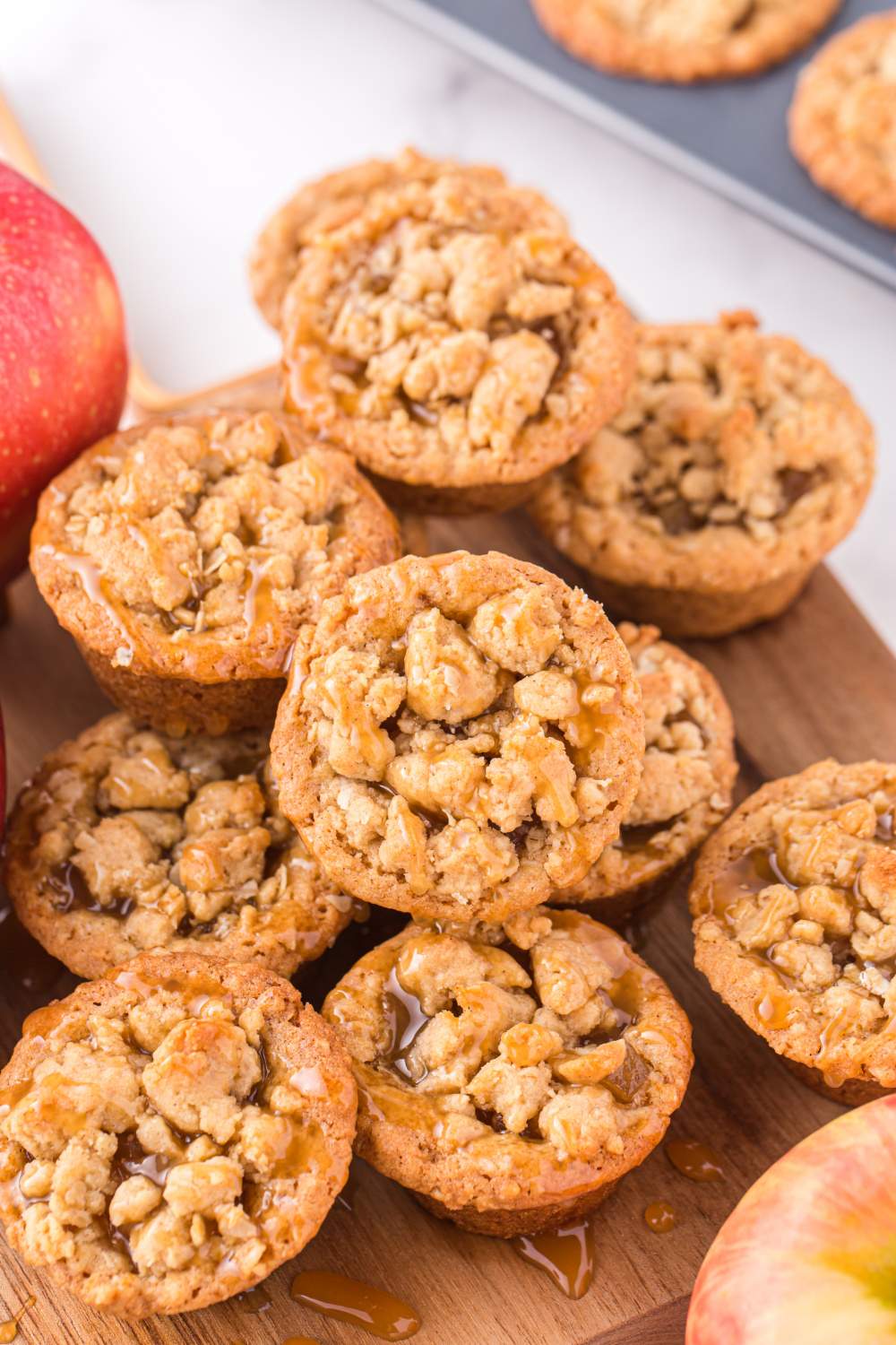 Mini Apple Crisp Cookie Cups on a plate