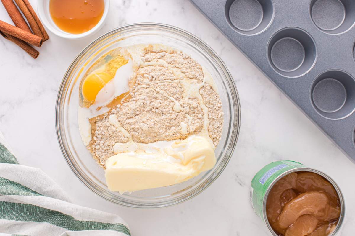 cookie mix, salted butter, heavy cream, and egg together in a large bowl 