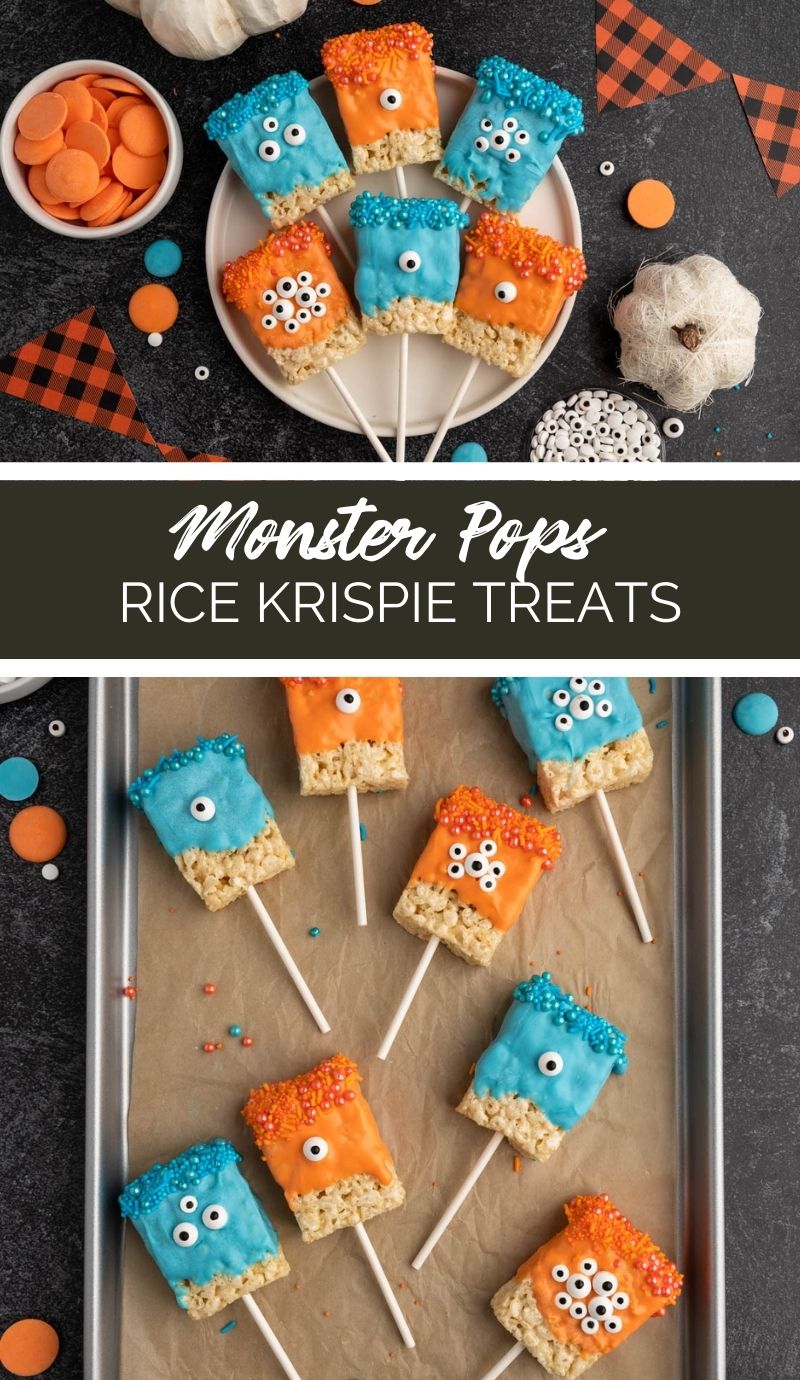 Looking for the perfect snack for a Halloween party or a monster movie night? Try these adorable Monster Pops Rice Krispie Treats! via @familyfresh