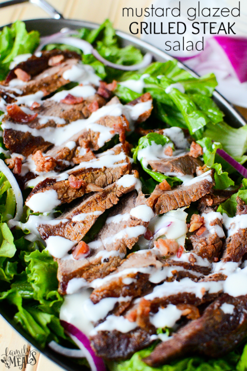 Mustard Glazed Grilled Steak and Salad - FamilyFreshMeals.com