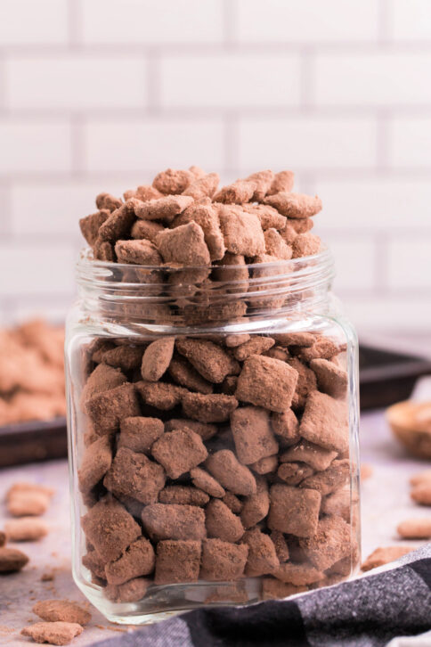 Brownie Puppy Chow in a jar