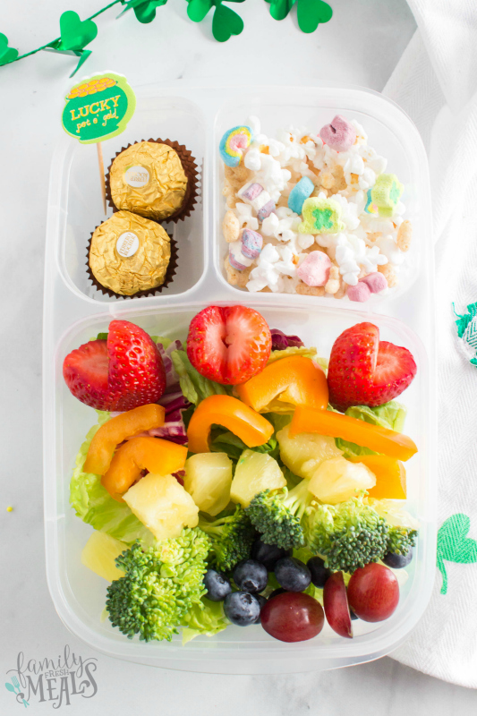 St Patrick's Day Easy Lunchbox Ideas - rainbow salad lunch