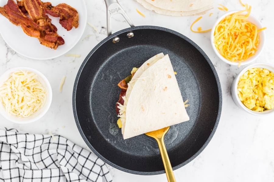 quesadilla in a cooking pan