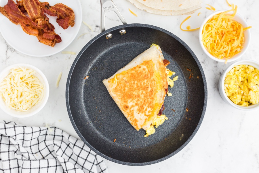 Tik Tok Famous Breakfast quesadilla in a pan