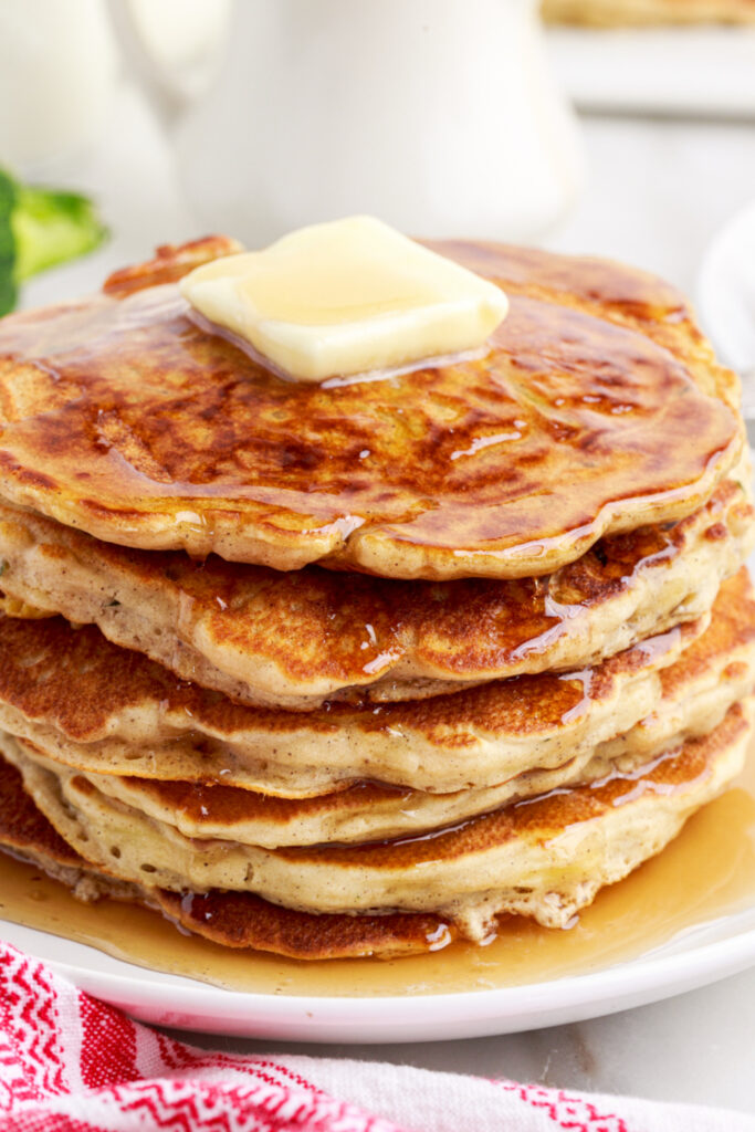 Zucchini Pancakes stacked on a plate